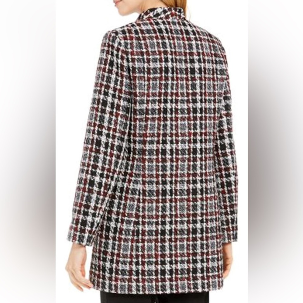 Calvin Klein Women's Plus Tweed Plaid Topper
Jacket Black/Burg Size 18W - Picture 2 of 11